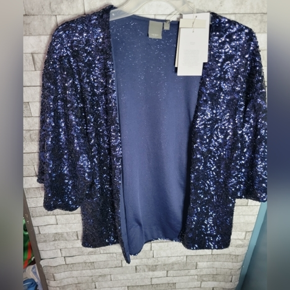 Ichi NWT Blue Sequin Blazer Ladies Size XS/S